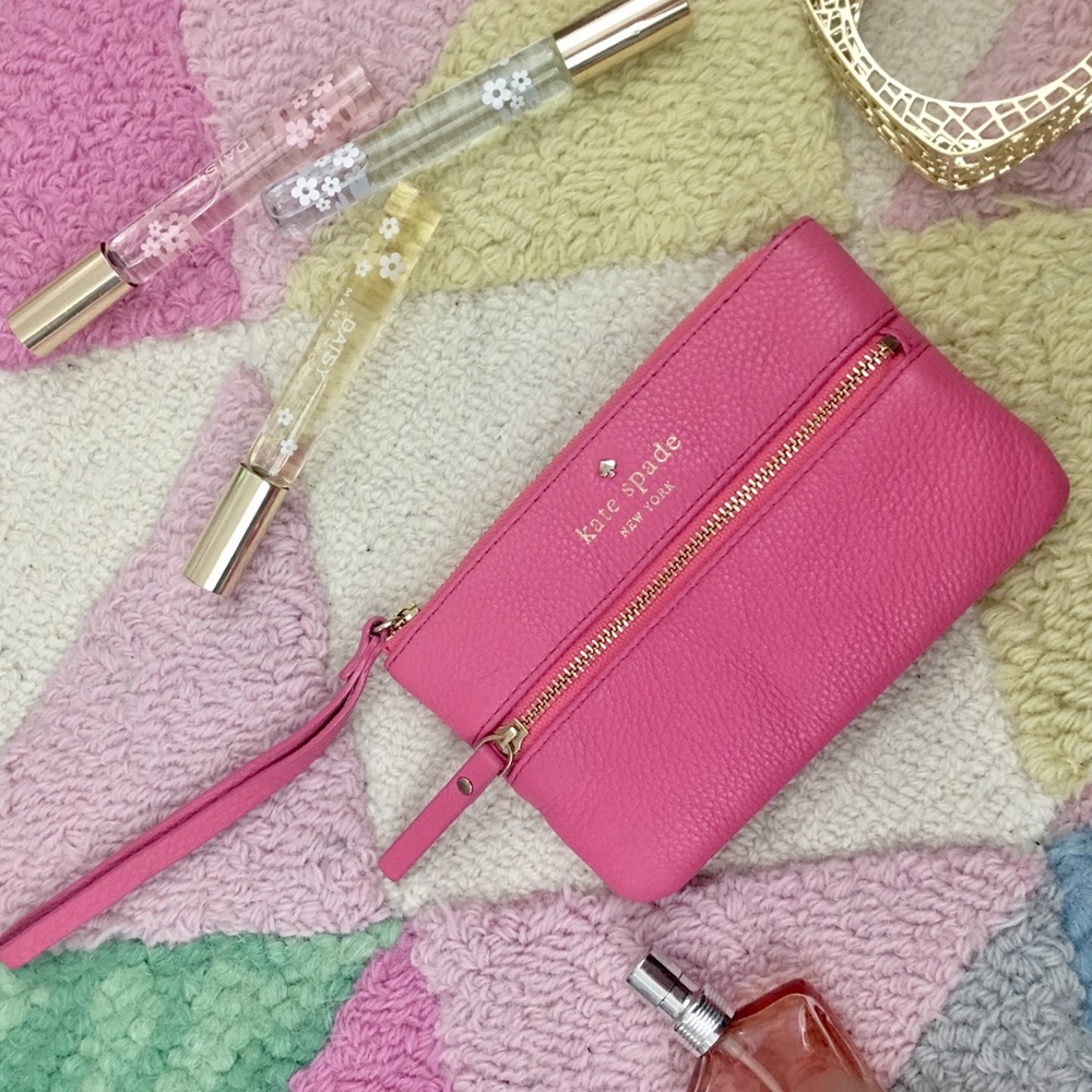 Kate Spade Pink Pebble Leather Wristlet
